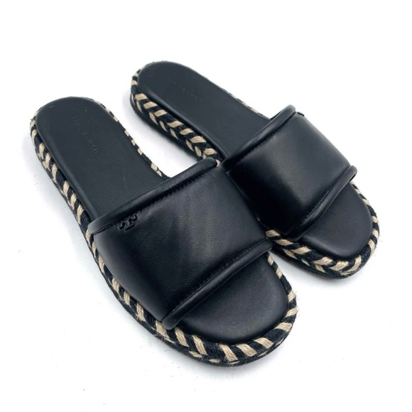 Tory Burch Espadrille Slide Sandals Flat
Platform Leather Size 8 in Black - Picture 10 of 13
